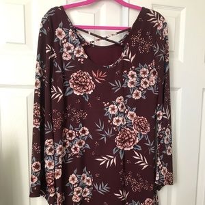 Floral dress, bell sleeves